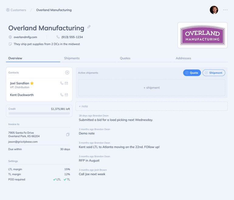 Quote Factory TMS streamlines communication between shippers and brokers Freight broker collaborating with customers within the Quote Factory platform