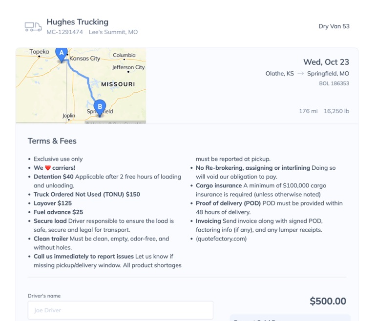 Quote Factory TMS streamlines communication between brokers and carriers Freight broker collaborating with carriers within the Quote Factory platform
